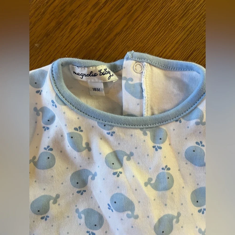 Baby Blue Whale Print Sleeveless Bodysuit